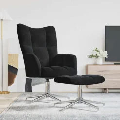 vidaXL Relaxstoel met voetenbank fluweel zwart