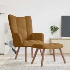 vidaXL Relaxstoel met voetenbank fluweel bruin
