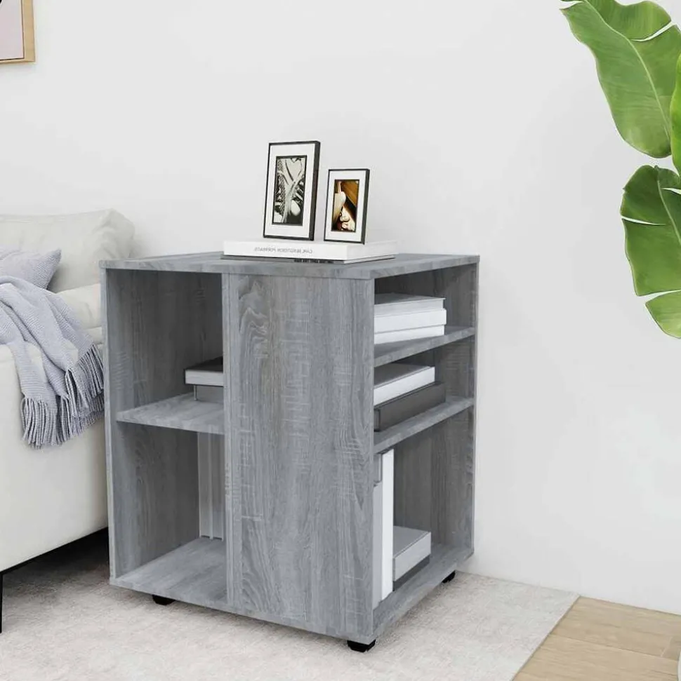 vidaXL Rolkast 60x53x72 cm bewerkt hout grijs sonoma eiken