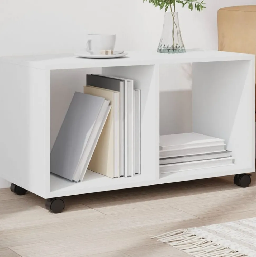 vidaXL Rolkast 72x33x42,5 cm bewerkt hout wit