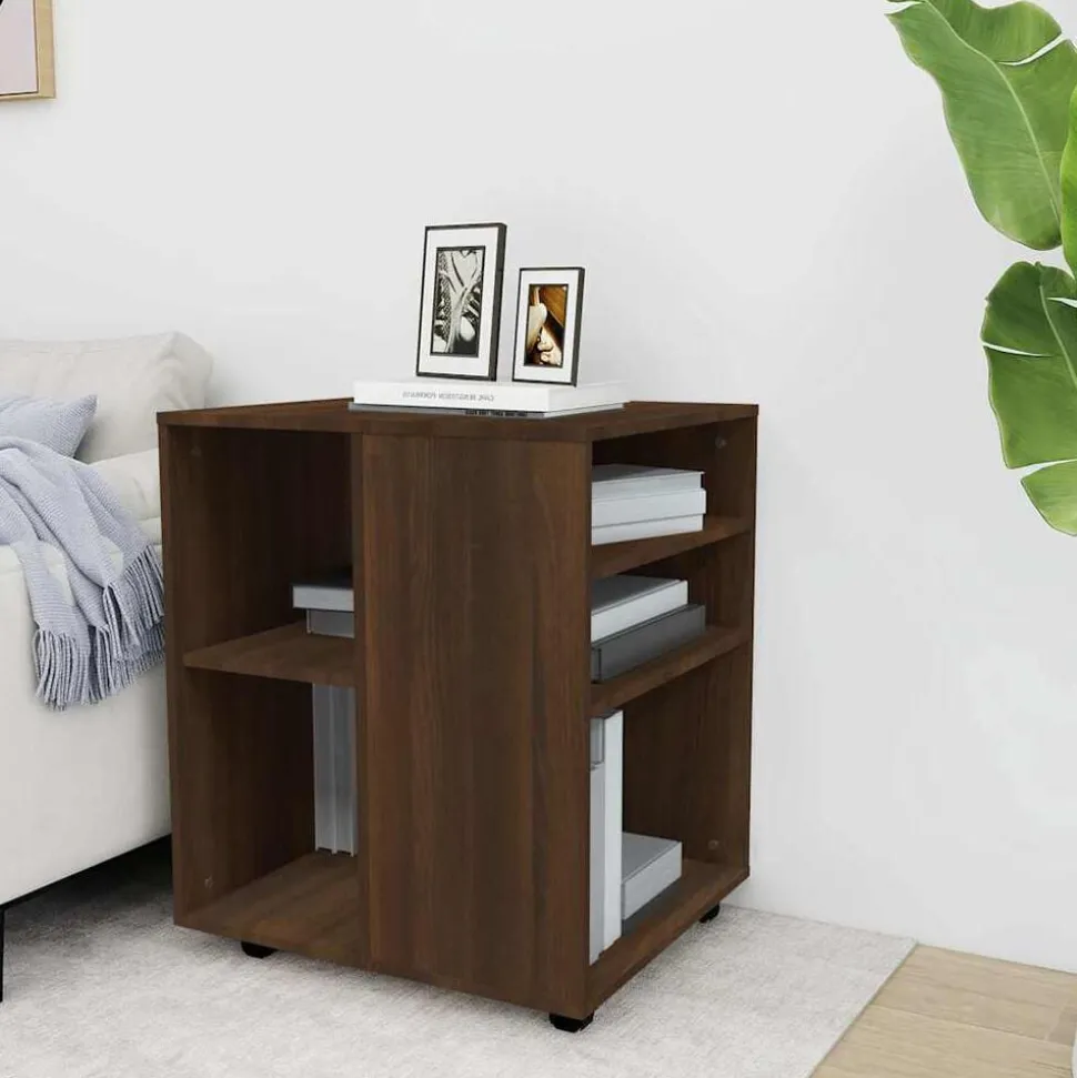 vidaXL Rolkast 60x53x72 cm bewerkt hout bruin eikenkleur
