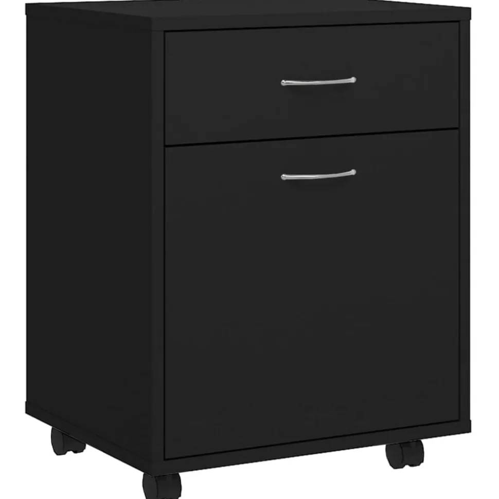 vidaXL Rolkast 45x38x54 cm bewerkt hout zwart