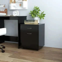 vidaXL Rolkast 45x38x54 cm bewerkt hout zwart