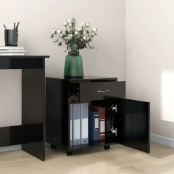 vidaXL Rolkast 45x38x54 cm bewerkt hout zwart