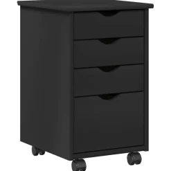 vidaXL Rolling Kast met wiel Zwart 34 x 39 x 56 cm Massief grenenhout