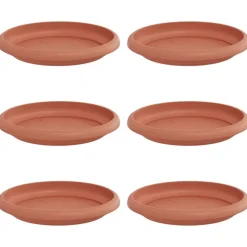vidaXL Ronde Bloemenschalen 6 pcs Baksteenrood Ø 14 x 2 cm Kunststof