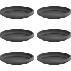 vidaXL Ronde Bloemenschalen 6 pcs Zwart Ø 15,5 x 2 cm Kunststof