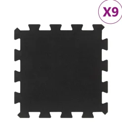 vidaXL Rubbertegels 9 st 16 mm 30x30 cm zwart