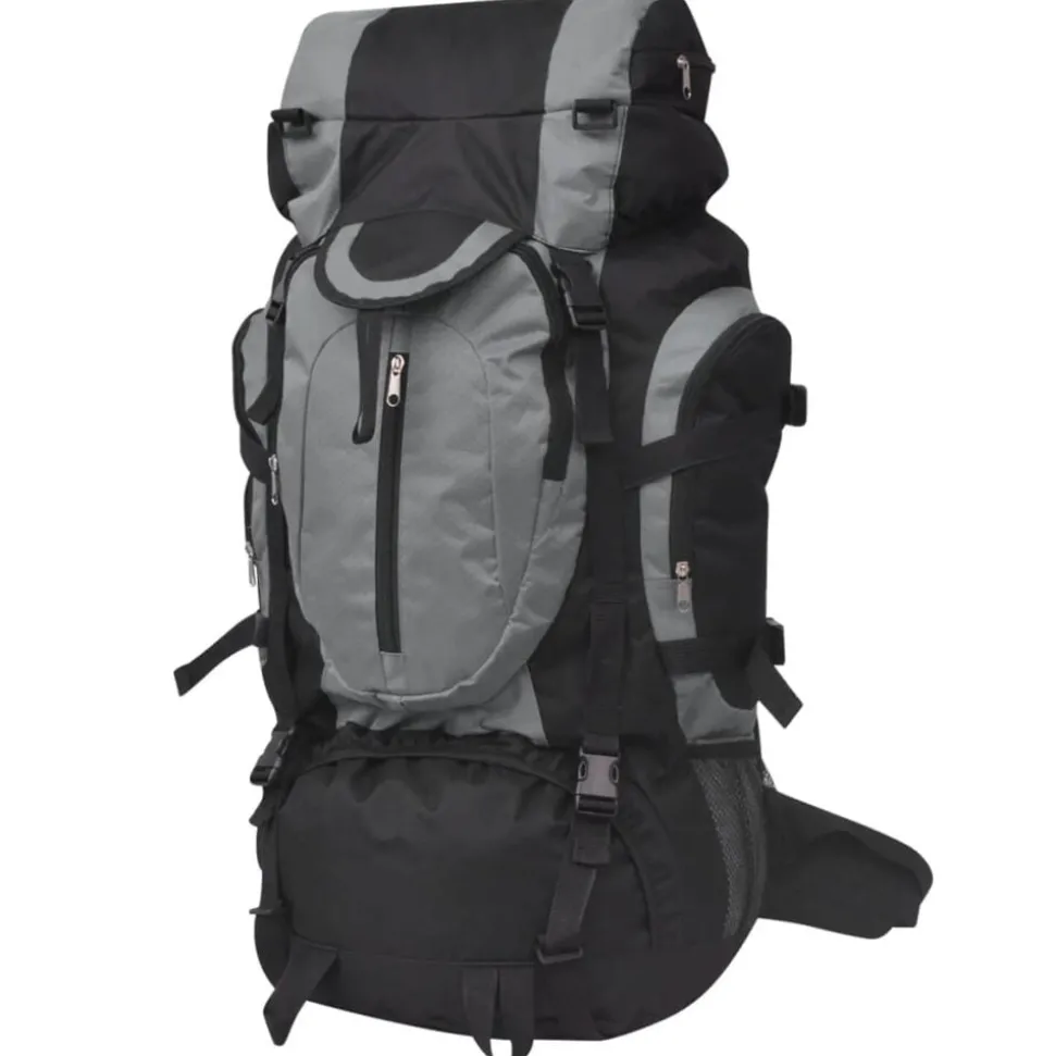 vidaXL Rugzak hiking XXL 75 L zwart en grijs