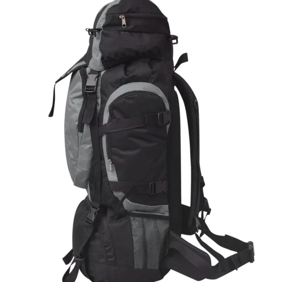 vidaXL Rugzak hiking XXL 75 L zwart en grijs