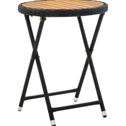 vidaXL Salontafel 60 cm poly rattan en massief acaciahout zwart