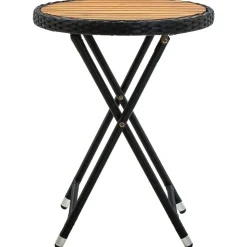vidaXL Salontafel 60 cm poly rattan en massief acaciahout zwart