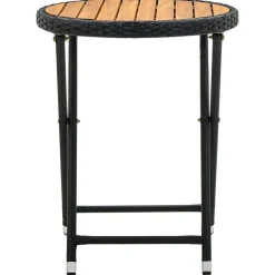 vidaXL Salontafel 60 cm poly rattan en massief acaciahout zwart