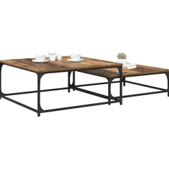 vidaXL Salontafel 2 pcs Oud Hout Bewerkt hout