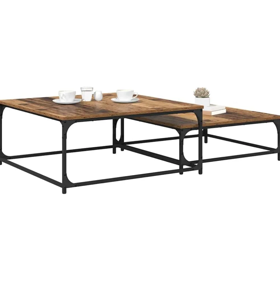 vidaXL Salontafel 2 pcs Oud Hout Bewerkt hout