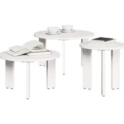 vidaXL Salontafel 3 pcs Wit Massief grenenhout