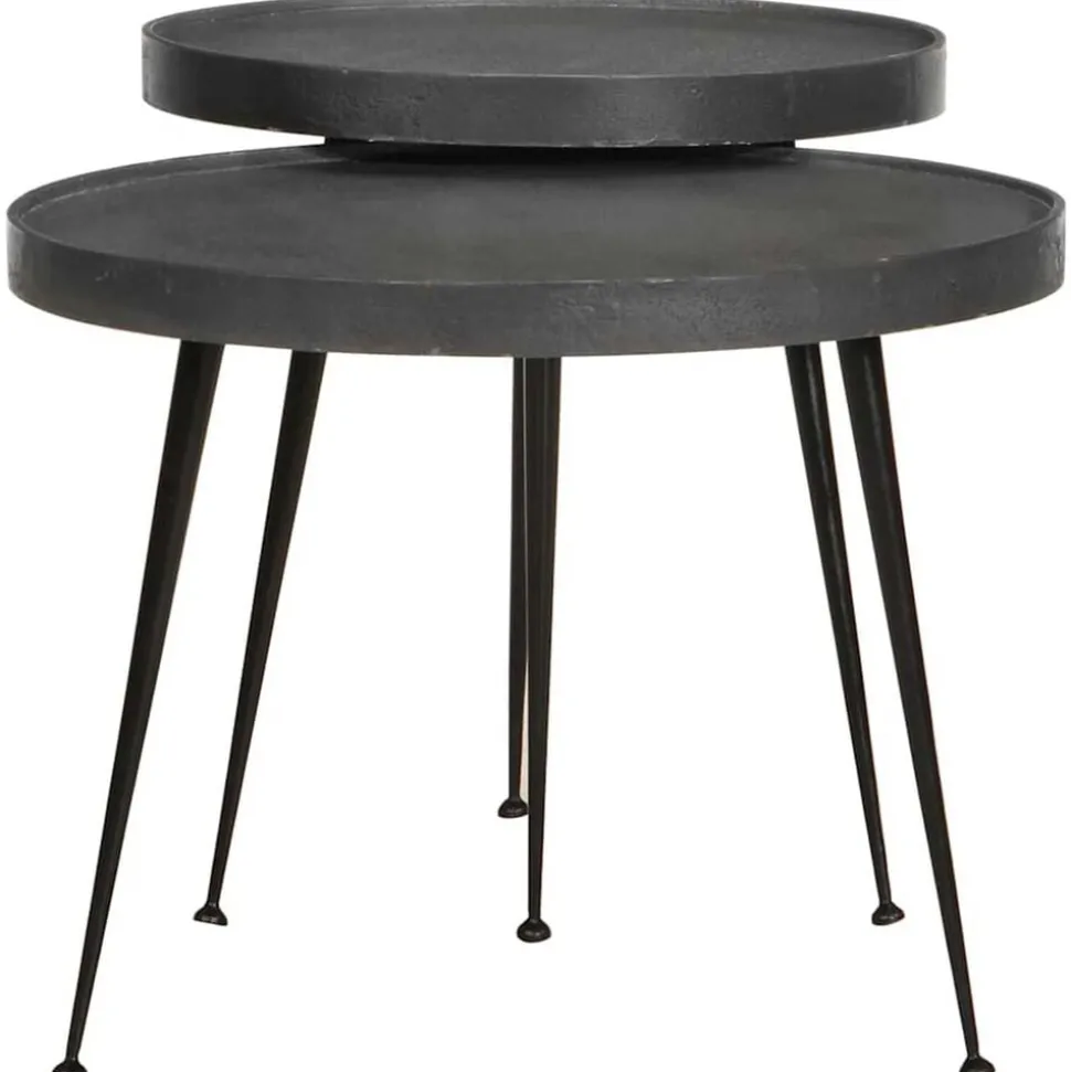 vidaXL Salontafel 2 stuks Zwart bewerkt hout
