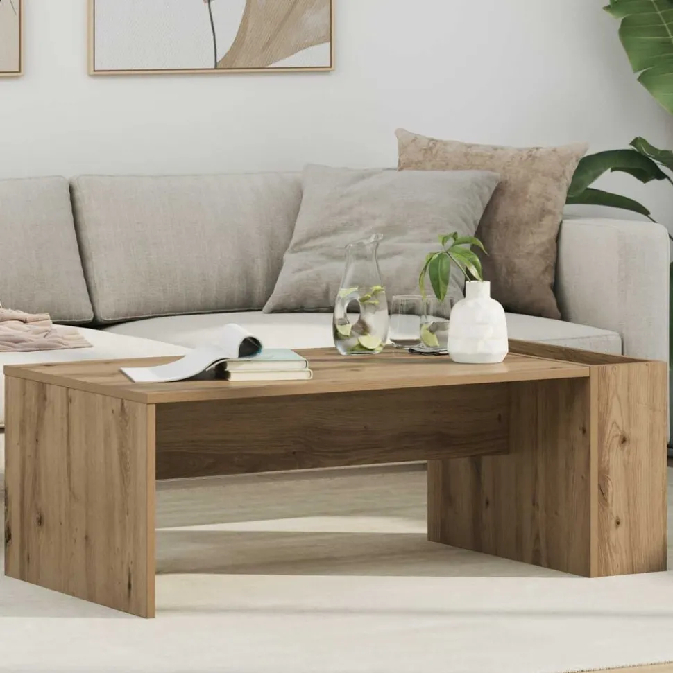 vidaXL Salontafel Artisan Eiken 95 x 50 x 34 cm Bewerkt hout