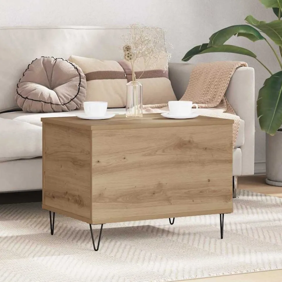 vidaXL Salontafel Artisan Eiken 60 x 44,5 x 45 cm Bewerkt hout