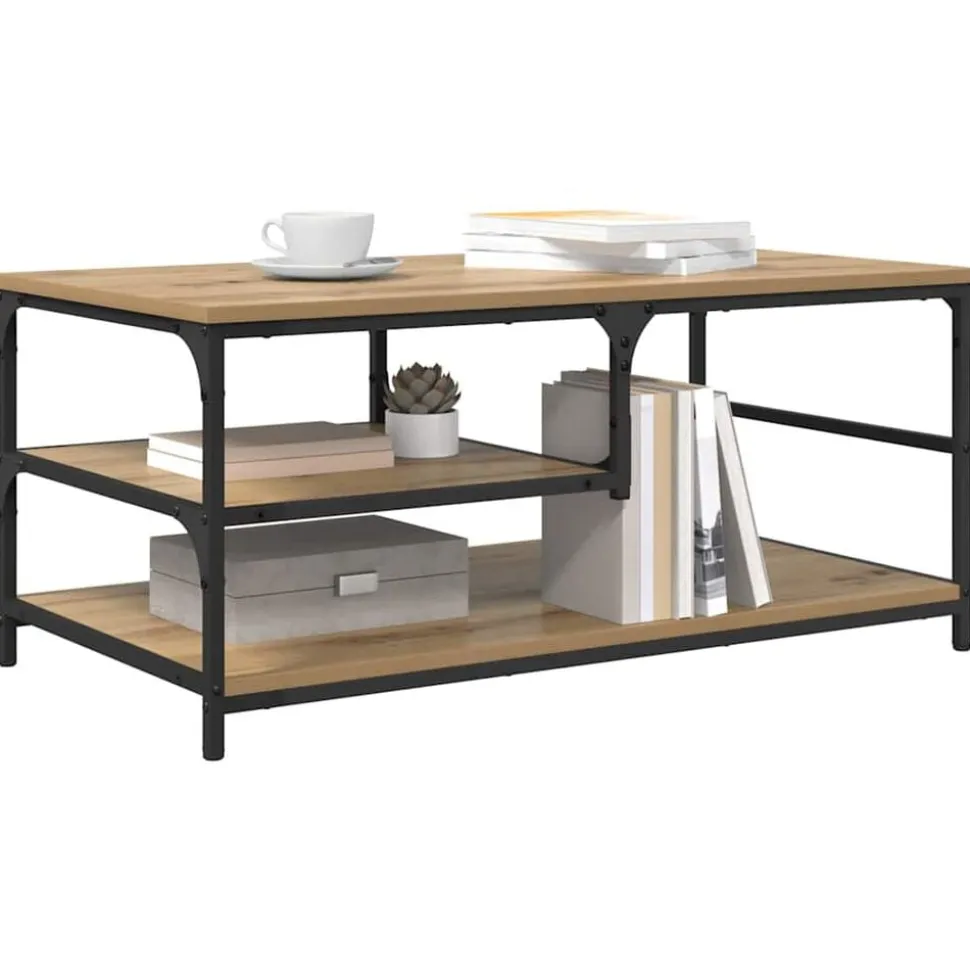vidaXL Salontafel Artisan Eiken 90 x 49 x 40 cm Bewerkt hout