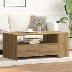 vidaXL Salontafel Artisan Eiken 102 x 55 x 43,5 cm Bewerkt hout