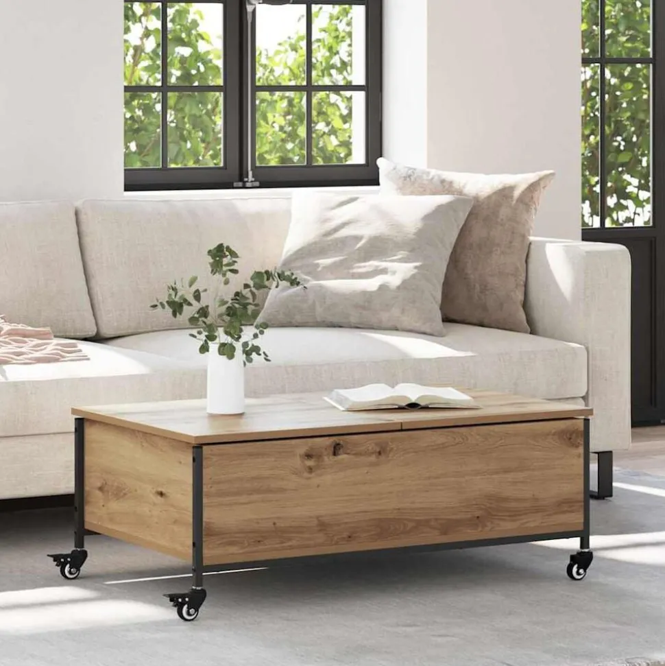 vidaXL Salontafel Artisan Eiken 91 x 55 x 32 cm Bewerkt hout
