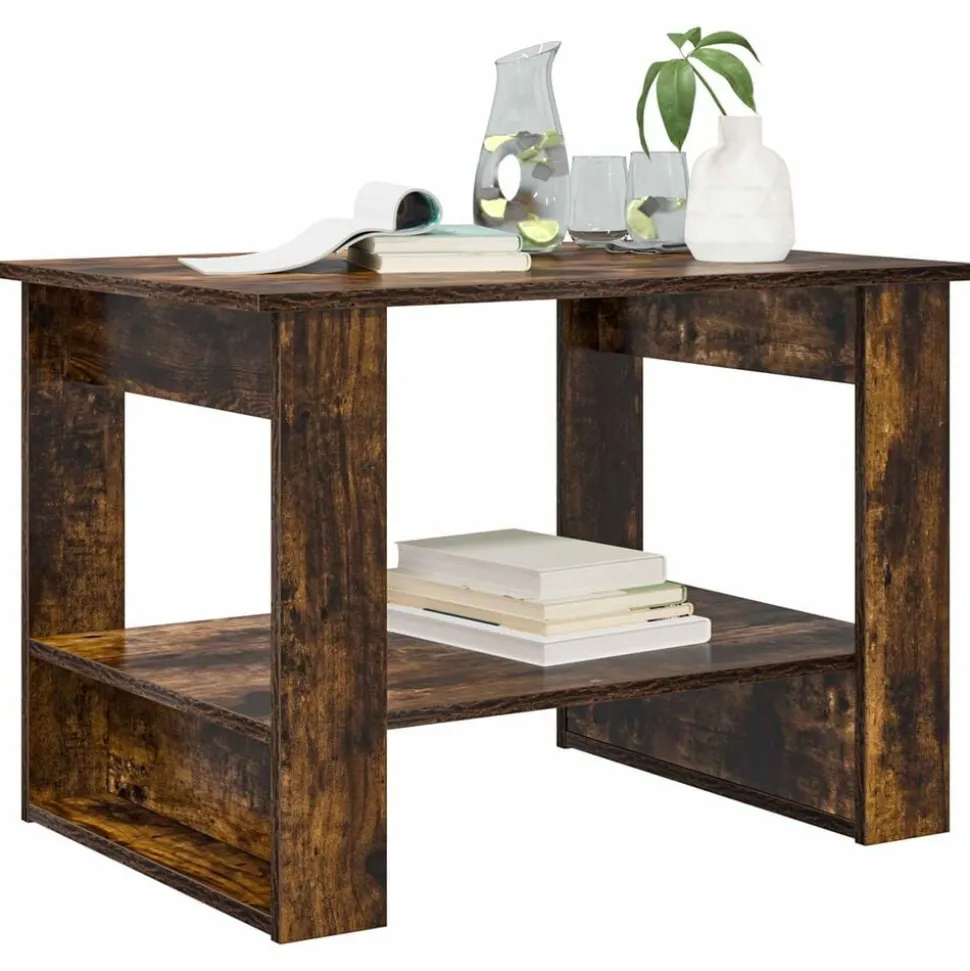 vidaXL Salontafel Gerookt eiken 72 x 50 x 50 cm Bewerkt hout