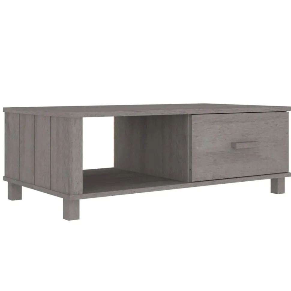 vidaXL Salontafel HAMAR 100x55x35 cm massief grenenhout lichtgrijs