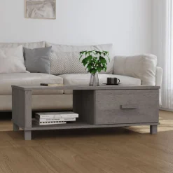 vidaXL Salontafel HAMAR 100x55x35 cm massief grenenhout lichtgrijs
