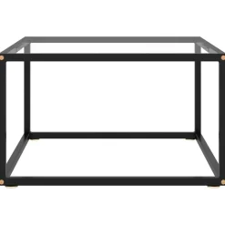 vidaXL Salontafel met gehard glas 60x60x35 cm zwart