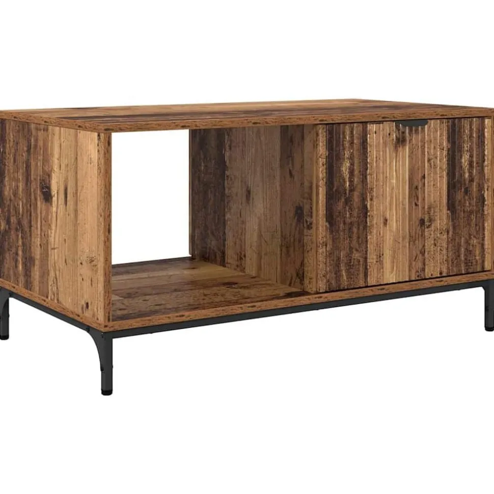vidaXL Salontafel met lade Oudhout 90 x 49 x 46 cm Bewerkt hout