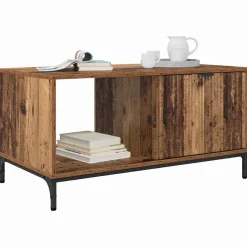 vidaXL Salontafel met lade Oudhout 90 x 49 x 46 cm Bewerkt hout