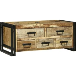 vidaXL Salontafel met lade Bruin 90 x 50 x 38 cm Massief Mango Hout