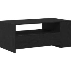 vidaXL Salontafel met lade Zwart Eiken 102 x 55 x 43,5 cm Bewerkt hout