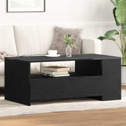 vidaXL Salontafel met lade Zwart Eiken 102 x 55 x 43,5 cm Bewerkt hout