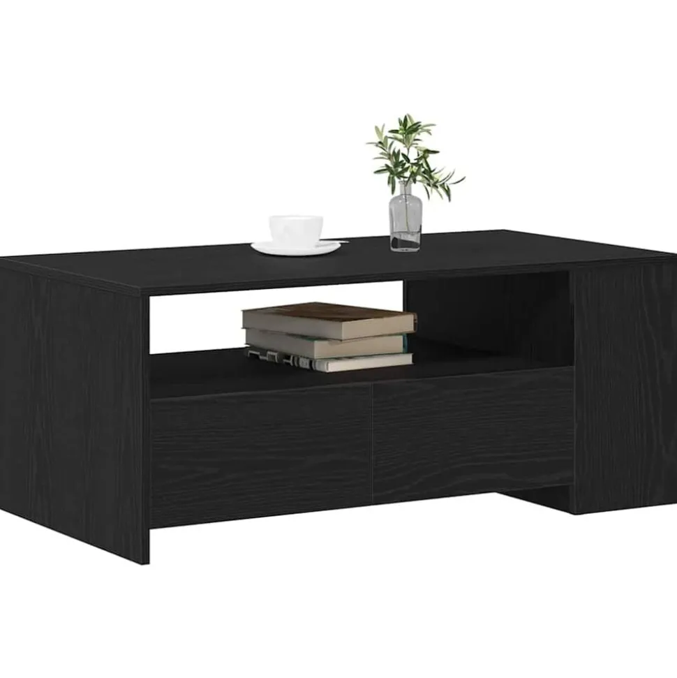 vidaXL Salontafel met lade Zwart Eiken 102 x 55 x 43,5 cm Bewerkt hout