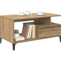 vidaXL Salontafel met lade Artisan Eiken 90 x 49 x 45 cm Bewerkt hout