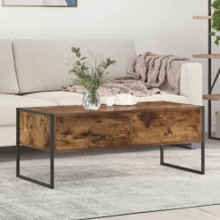 vidaXL Salontafel met lade Rook Eik 100 x 46 x 40 cm Bewerkt hout