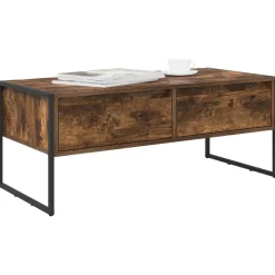 vidaXL Salontafel met lade Rook Eik 100 x 46 x 40 cm Bewerkt hout