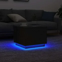vidaXL Salontafel met LED-verlichting 50x50x40 cm zwart eikenkleurig