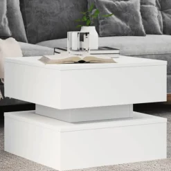 vidaXL Salontafel met LED-verlichting 50x50x40 cm wit