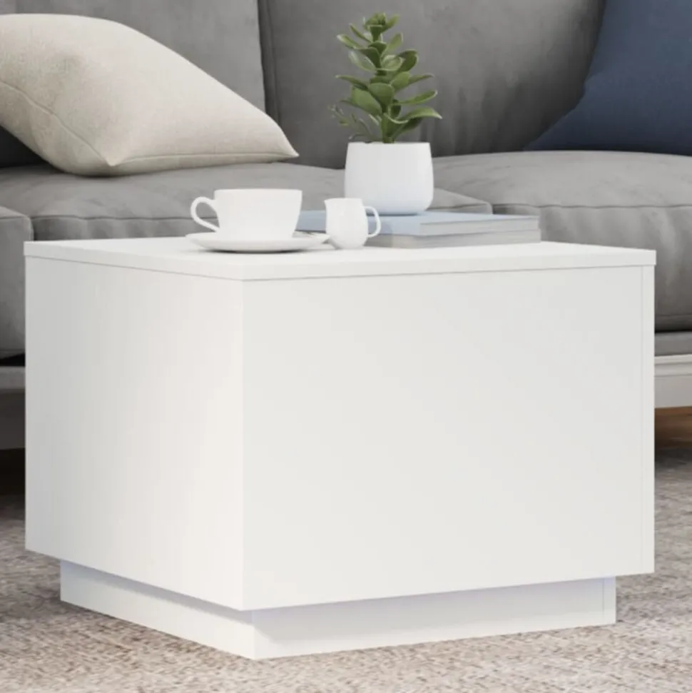 vidaXL Salontafel met LED-verlichting 50x50x40 cm wit