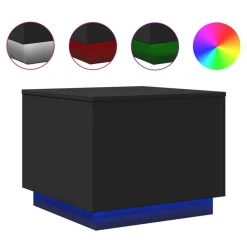 vidaXL Salontafel met LED-verlichting 50x50x40 cm zwart
