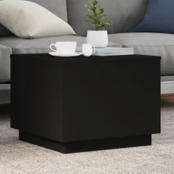 vidaXL Salontafel met LED-verlichting 50x50x40 cm zwart