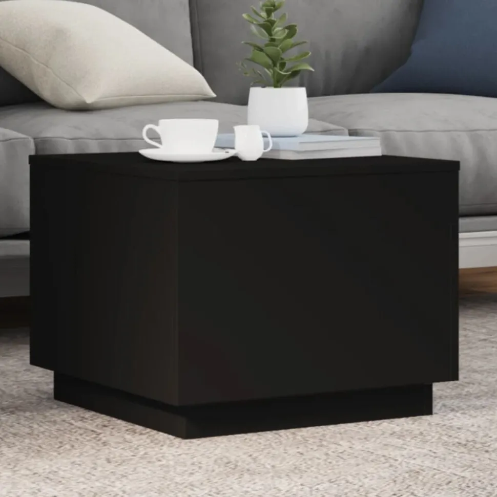 vidaXL Salontafel met LED-verlichting 50x50x40 cm zwart