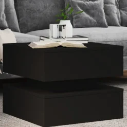 vidaXL Salontafel met LED-verlichting 50x50x40 cm zwart