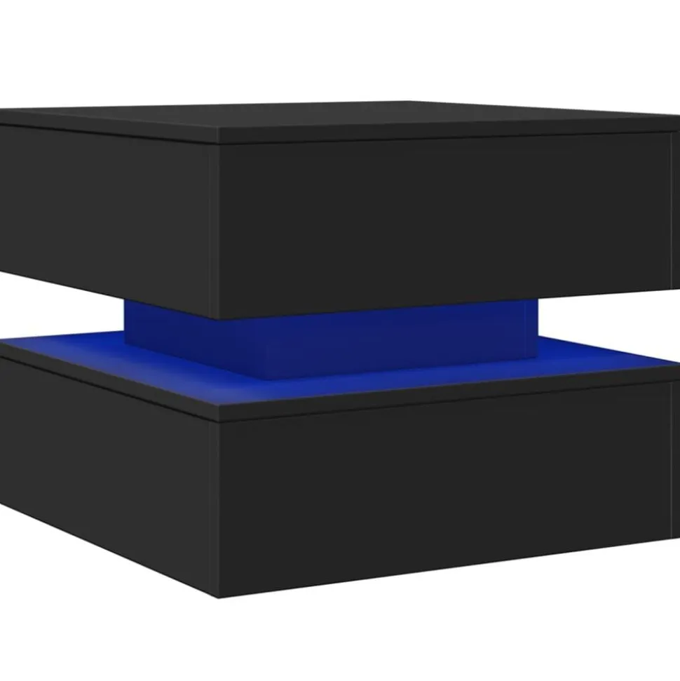 vidaXL Salontafel met LED-verlichting 50x50x40 cm zwart