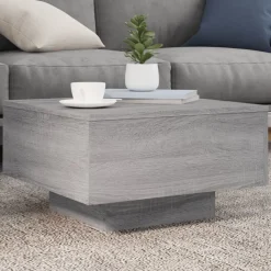 vidaXL Salontafel met LED-verlichting 55x55x31 cm grijs sonoma eiken