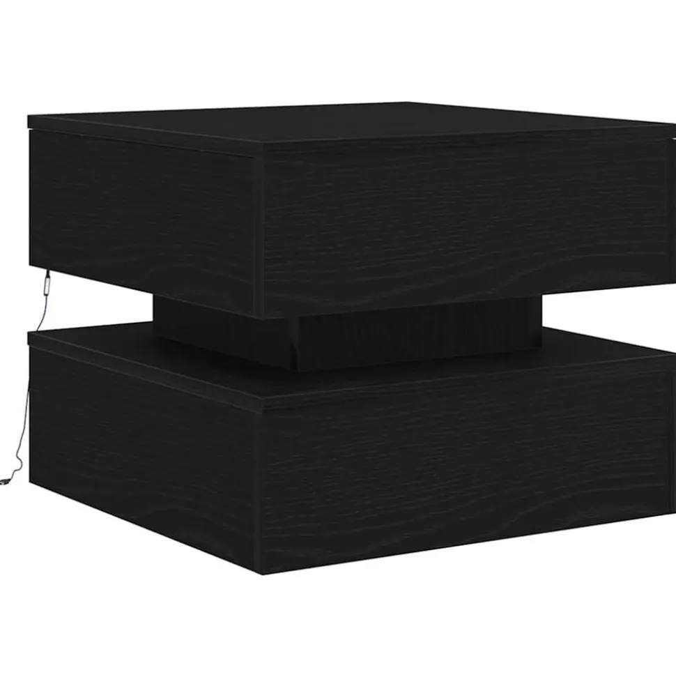 vidaXL Salontafel met LED-verlichting 50x50x40 cm zwart eikenkleurig