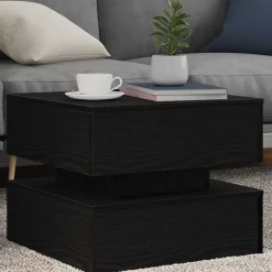 vidaXL Salontafel met LED-verlichting 50x50x40 cm zwart eikenkleurig